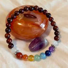 Load image into Gallery viewer, 7 Chakra Sandalwood Mala Bracelet