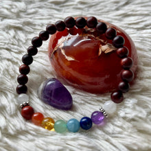 Load image into Gallery viewer, 7 Chakra Sandalwood Mala Bracelet