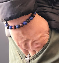 Load image into Gallery viewer, Tigers Eye + Lapis Lazuli Mala Bracelet