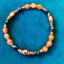 Load image into Gallery viewer, Copper+Magentic Therapy Mala Bracelet with Carnelian