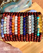 Load image into Gallery viewer, Red Sandalwood & Gemstone Mala Bracelets